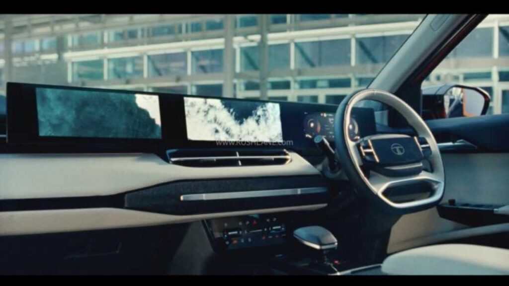 2025 Tata Sierra SUV front and side view showcasing its modern design, LED headlights, and bold stance ahead of India launch in November 2025.