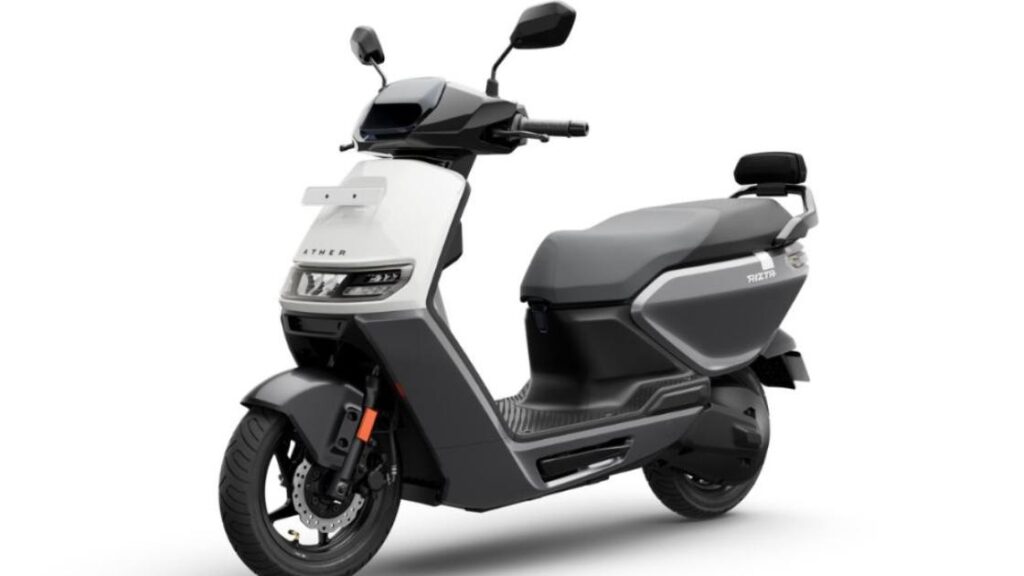 Ather Rizta electric scooter celebrating 2 lakh sales milestone in India at showroom