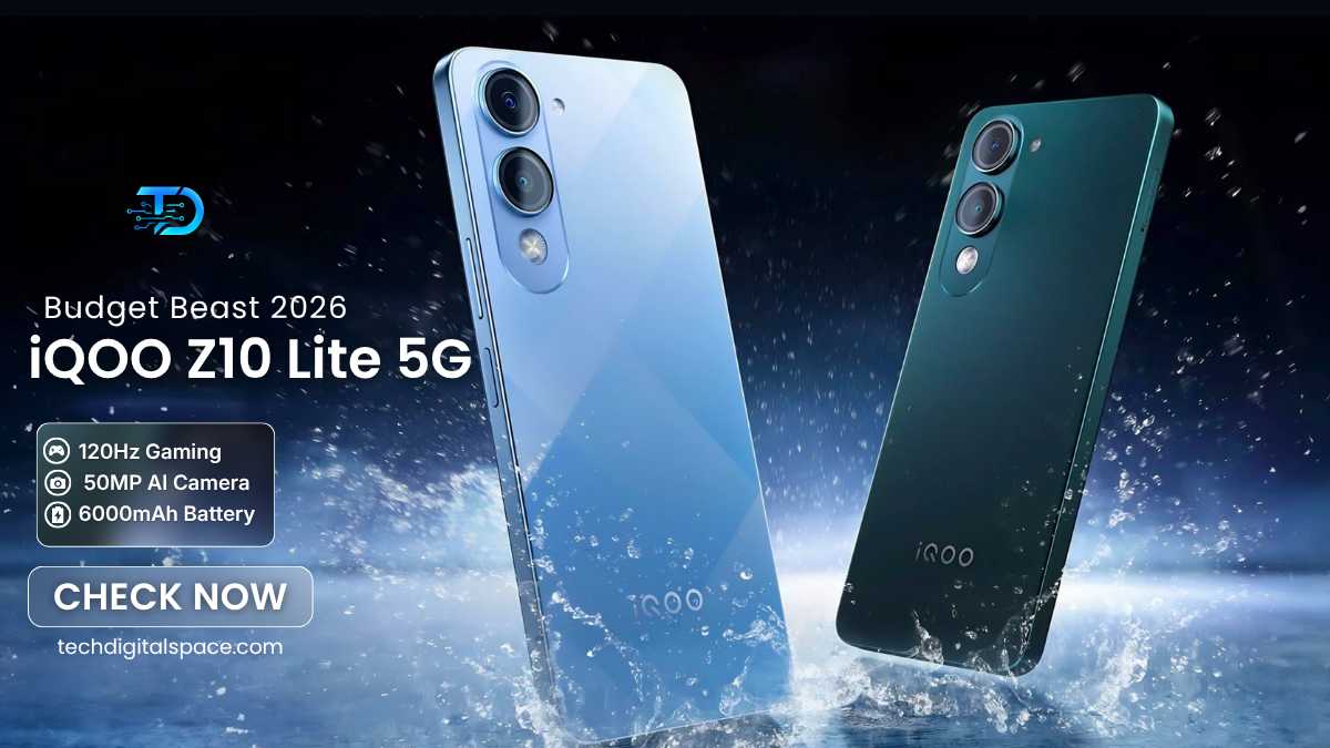 iQOO Z10 Lite 5G display brightness feature image showing 1000 nits mode