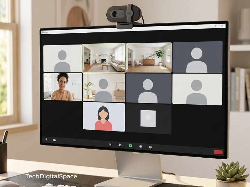 Logitech Brio 101 1080p webcam mounted on monitor — best budget webcam for work from home 2026