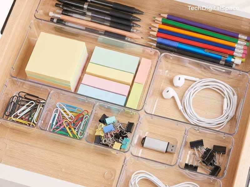 Vtopmart clear plastic drawer organizer set inside desk drawer — best budget desk organizer 2026