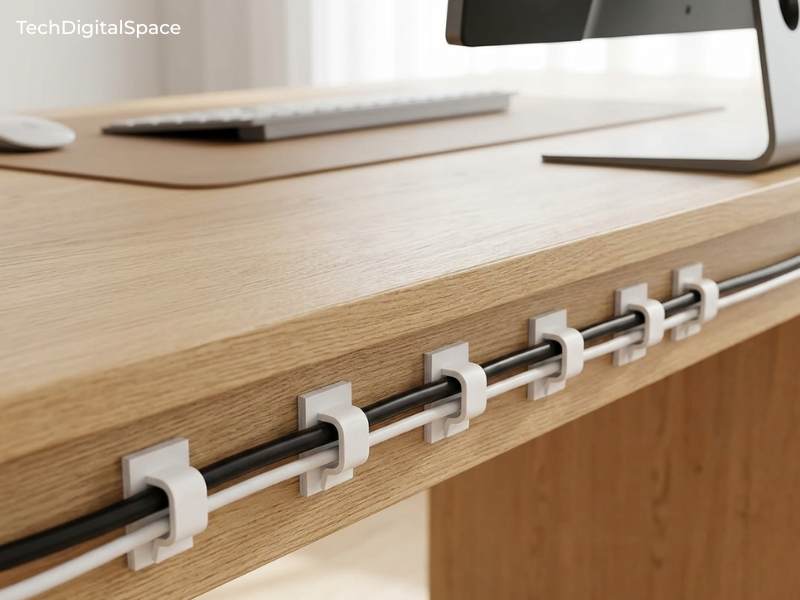 XHF white adhesive cable clips managing desk cables neatly — best cable management for desk setup 2026