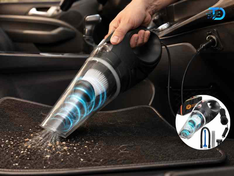 THISWORX portable car vacuum cleaner with transparent cyclone body and 16 foot cord cleaning car floor mat best car vacuum 2026